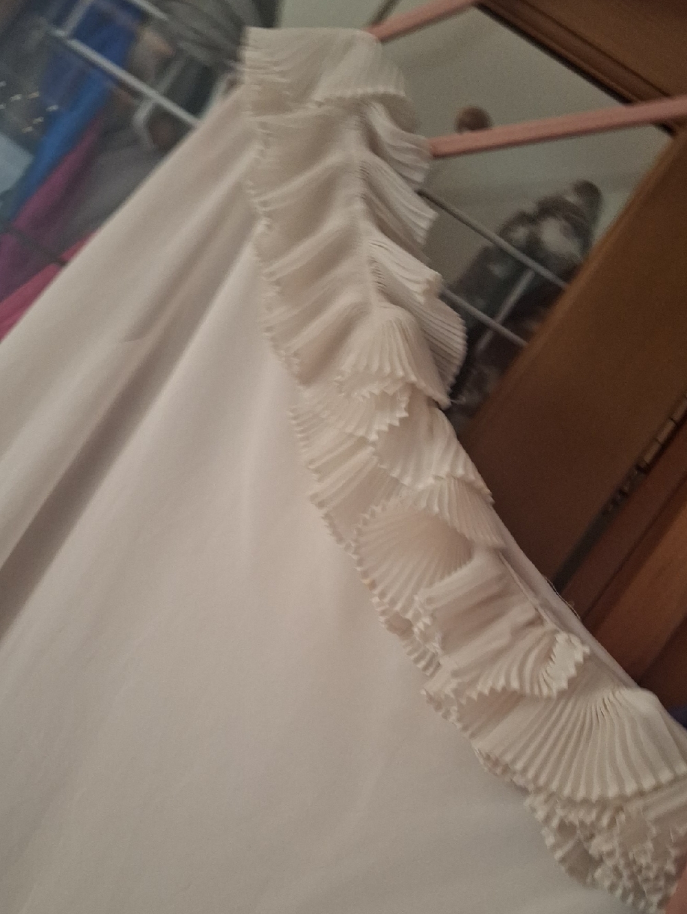 Max & Cleo Ivory Pleated Ruffle Neck One Shoulder DRESS - Picture 2 of 4